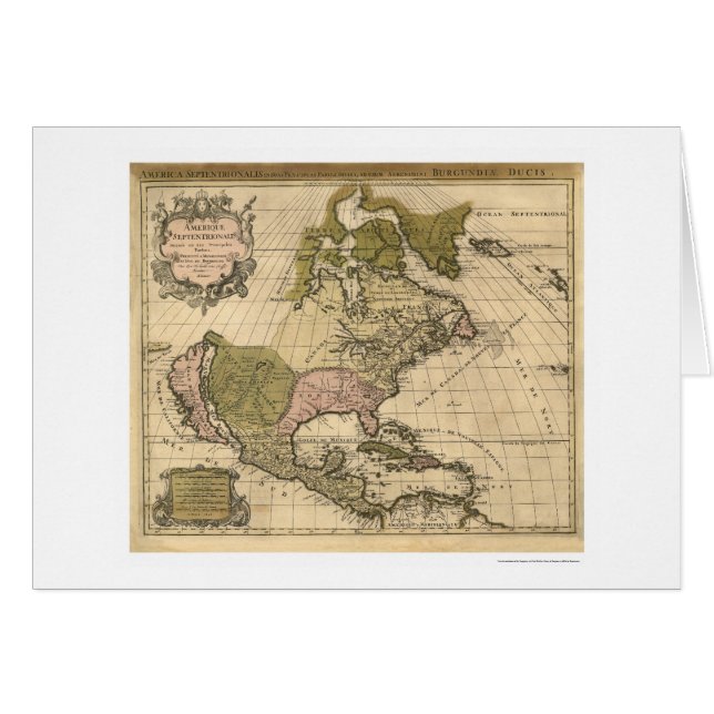 Kaart van Noord-Amerika door Alexis Hubert Jaillot (Voorkant Horizontaal)