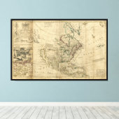 Kaart van Noord-Amerika door Herman Moll (1715) Canvas Afdruk (Insitu (Houten vloer))