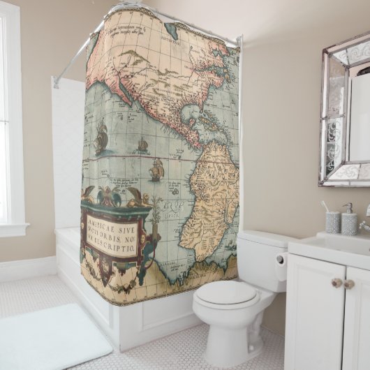  kaart van Noord-Amerika Douchegordijn (In situ)