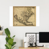Kaart van Noord-Amerika, Engels, circa 1685 Poster (Thuiskantoor)