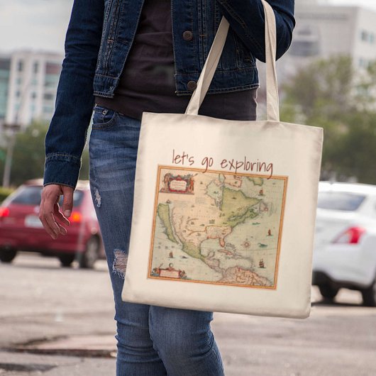 Kaart van Noord-Amerika Laten we gaan verkennen Tote Bag