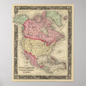 Kaart van Noord-Amerika Poster (Voorkant)