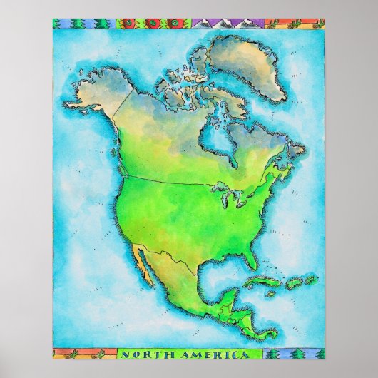 Kaart van Noord-Amerika Poster (Voorkant)
