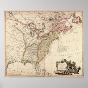  kaart van Noord-Amerika Poster