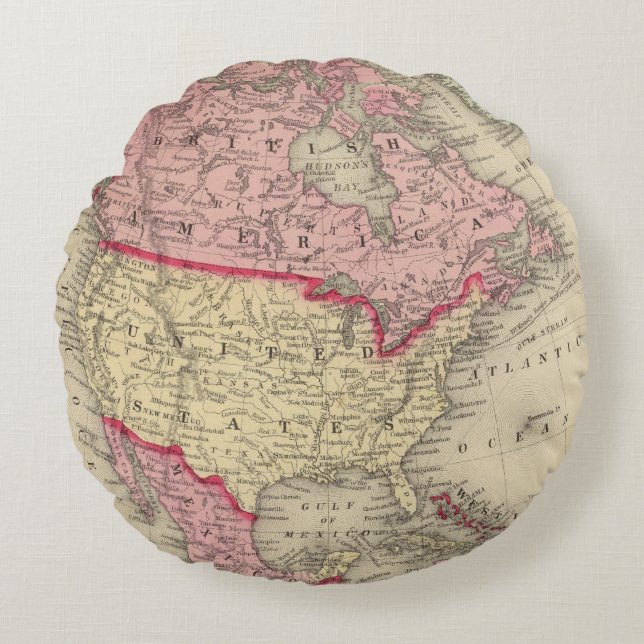 Kaart van Noord-Amerika Rond Kussen (Voorkant)