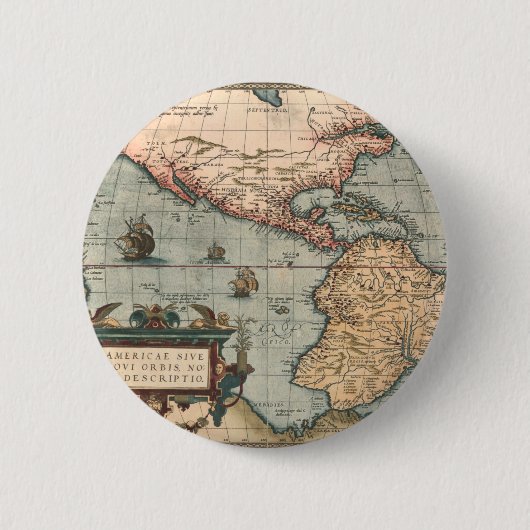 kaart van Noord-Amerika Ronde Button 5,7 Cm (Voorkant)