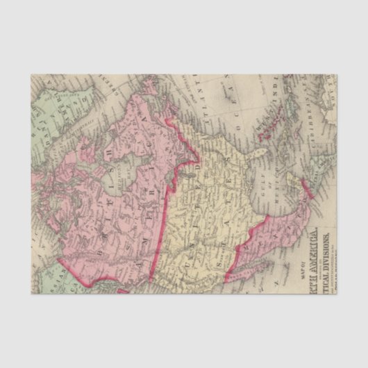 Kaart van Noord-Amerika Tissuepapier (Voorkant)