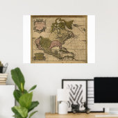 Kaart van Noord-Amerika van 1694 Poster (Thuiskantoor)