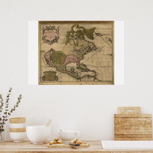 Kaart van Noord-Amerika van 1694 Poster (Keuken)
