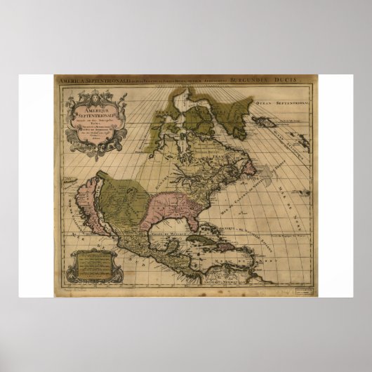Kaart van Noord-Amerika van 1694 Poster (Voorkant)