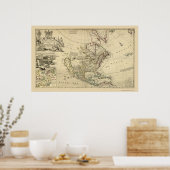 Kaart van Noord-Amerika van Herman Moll 1715 Poster (Keuken)