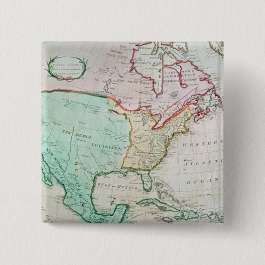 Kaart van Noord-Amerika Vierkante Button 5,1 Cm (Voorkant)