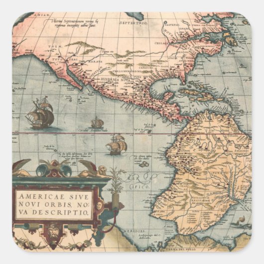 kaart van Noord-Amerika Vierkante Sticker (Voorkant)