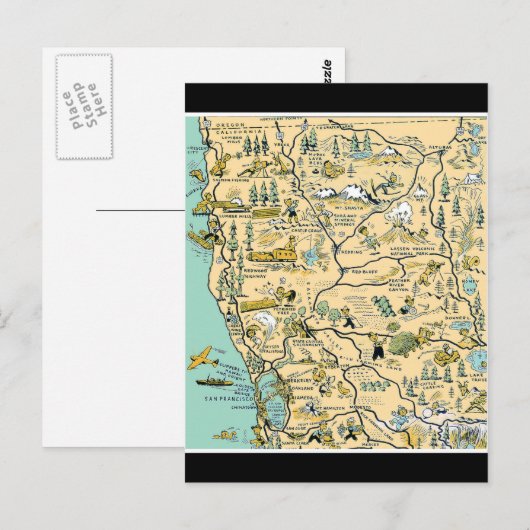  kaart van Noord-Californië (Voorkant / Achterkant)