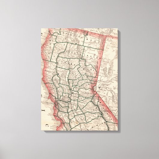  kaart van Noord-Californië (1883) Canvas Afdruk (Voorkant)