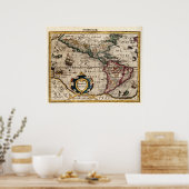  kaart van Noord- en Zuid-Amerika 1700 Poster (Keuken)