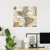 kaart van Noord- en Zuid-Amerika 1761 Poster (Thuiskantoor)