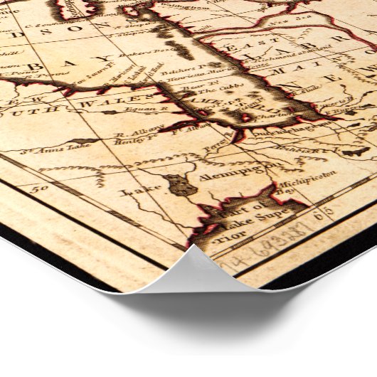 Kaart van Noord- en Zuid-Amerika (1786) Poster (Hoek)