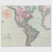 kaart van Noord- en Zuid-Amerika 1806 Cadeaupapier (Vlak)