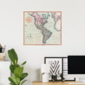  kaart van Noord- en Zuid-Amerika 1806 Poster (Thuiskantoor)