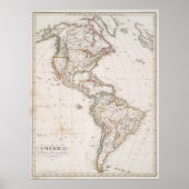  kaart van Noord- en Zuid-Amerika (1843) Poster (Voorkant)