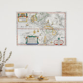 kaart van Noord- en Zuid-Amerika Poster (Keuken)