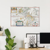 kaart van Noord- en Zuid-Amerika Poster (Thuiskantoor)