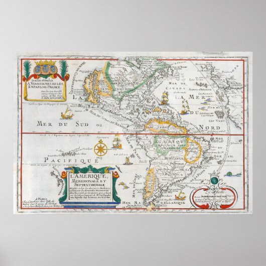 kaart van Noord- en Zuid-Amerika Poster (Voorkant)