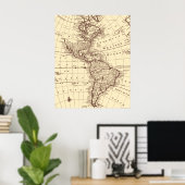  kaart van Noord- en Zuid-Amerika Poster (Thuiskantoor)