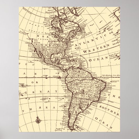  kaart van Noord- en Zuid-Amerika Poster (Voorkant)