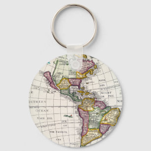 kaart van Noord- en Zuid-Amerika Sleutelhanger