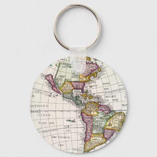 kaart van Noord- en Zuid-Amerika Sleutelhanger (Voorkant)