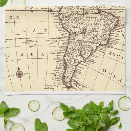 kaart van Noord- en Zuid-Amerika Theedoek (Gevouwen)