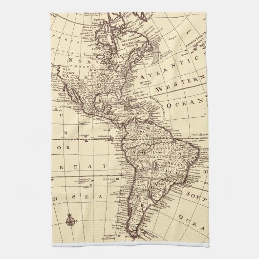 kaart van Noord- en Zuid-Amerika Theedoek (Verticaal)