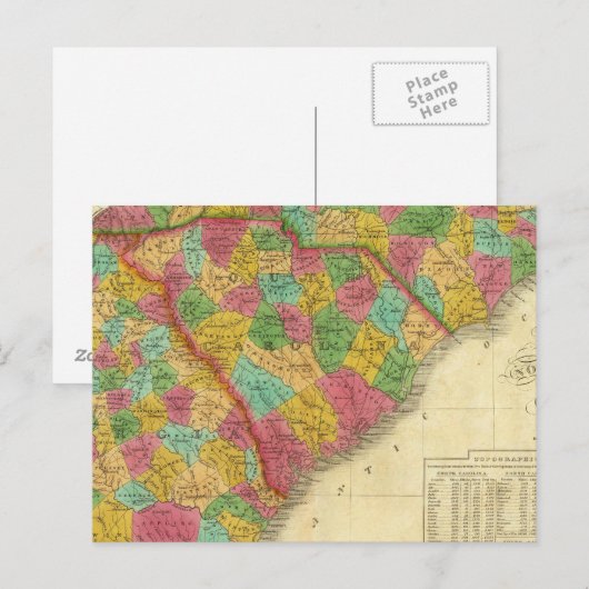 Kaart van Noord- en Zuid-Carolina en Georgië (Voorkant / Achterkant)