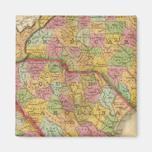 Kaart van Noord- en Zuid-Carolina en Georgië Magneet (Voorkant)