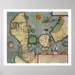 Kaart van Noord-Europa, van 'Civitates Orbis Terr' Poster