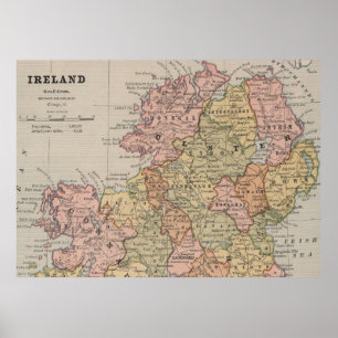  kaart van Noord-Ierland (1883) Poster