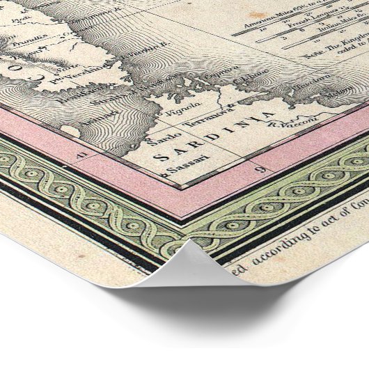  kaart van Noord-Italië, 1853 Poster (Hoek)