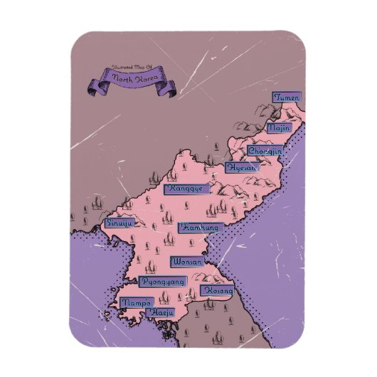 Kaart van Noord-Korea Magneet (Verticaal)