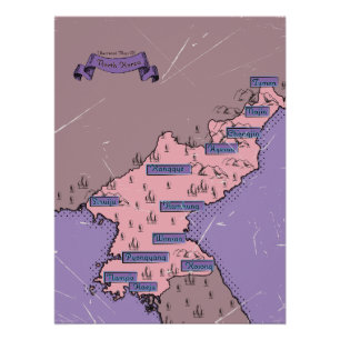 Kaart van Noord-Korea Perfect Poster