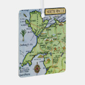 kaart van Noord-Wales Metalen Ornament (Voorkant Rechts)