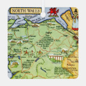 kaart van Noord-Wales Metalen Ornament (Achterkant)