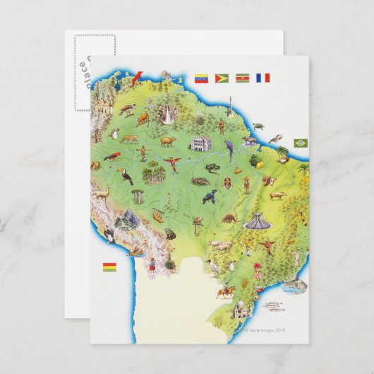 Kaart van Noord-Zuid-Amerika (Voorkant / Achterkant)