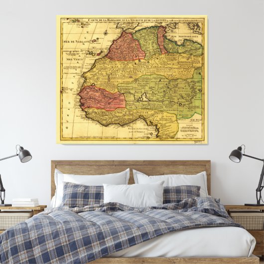 Kaart van Noordwest-Afrika (1792) Canvas Afdruk (Insitu (Slaapkamer))