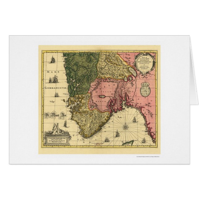 Kaart van Noorwegen door Jan Jansson 1650 (Voorkant Horizontaal)