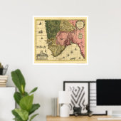 Kaart van Noorwegen door Jan Jansson 1650 Poster (Thuiskantoor)