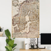 kaart van Noorwegen en Zweden (1717) Poster (Thuiskantoor)