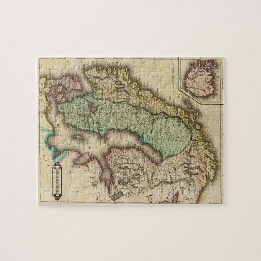  kaart van Noorwegen en Zweden (1831) Legpuzzel (Horizontaal)