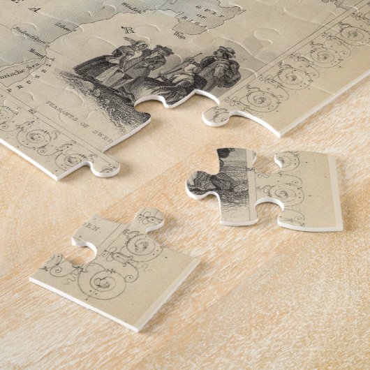  kaart van Noorwegen en Zweden (1851) Legpuzzel (Zijkant)